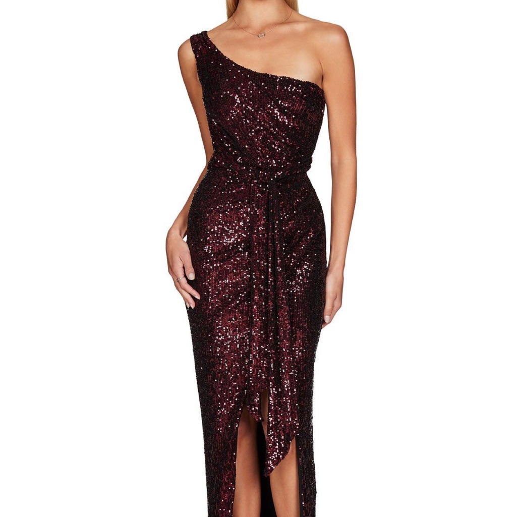 Nookie One-Shoulder Sequin Dress - Deep Red